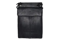 Black Genuine Leather US PASSPORT COVER Neck Organizer Case Travel Wallet Holder