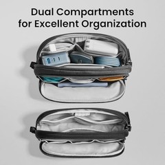 Electronic Organizer Travel Case Water Resistant Dual Compartment Tech Pouch