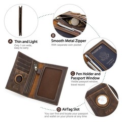 CONTACTS Full Grain Leather Passport Holder 5.51 x 4.13 x 0.39 inches, Coffee