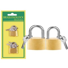 2 Pcs Small Solid Brass Locks with Keys, 20Mm + 25Mm Mini Key Locks, for Luggage