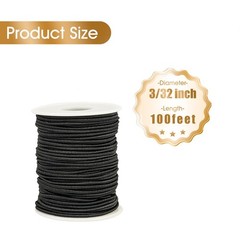 3/32 Inch Black Bungee Cord Roll, 100 Feet Heavy inch x 100 ft,