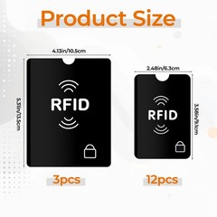 15 PCS RFID Credit Card Sleeve Passport Sleeves black white