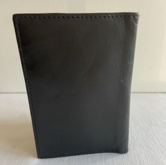 Passport Wallet Black Leather Travel ID Card Slots Bi-fold Slim Holder 3.5X5.5″