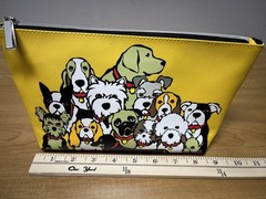 Marc Tetro My Dogs Yellow Dog Print Cosmetic Bag PVC Zip Travel Makeup Pouch