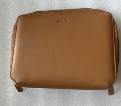 Monos Vegan Leather Tech Folio Travel Kit Organizer Snap Fidlock Saddle Tan