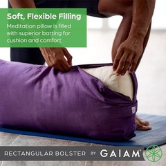 Gaiam Yoga Bolster – Long, Rectangular Meditation Pillow – Supportive Black