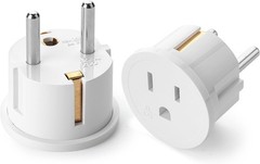 2 Pack European Travel Plug Adapter Type E/F US to Europe EU Plug for Type C E F