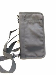 Black Nylon Zip Around Multi Slot Travel Business Passport Shoulder Strap Case
