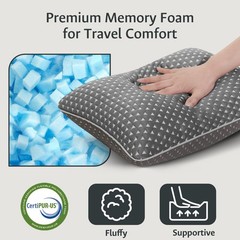 Small Cooling Memory Foam Travel Pillows for Airplanes, Compressible Camping …