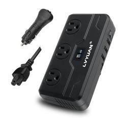 200W Car Power Inverter, DC 12V to 110V/120V AC Car Plug Adapter Outlet with