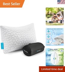Cooling Adjustable Travel Pillow – Portable Shredded Memory Foam for Camping