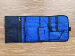 L.L. Bean Travel Bag Black Blue Nylon Hanging Tri-Folding Shower Caddy Organizer