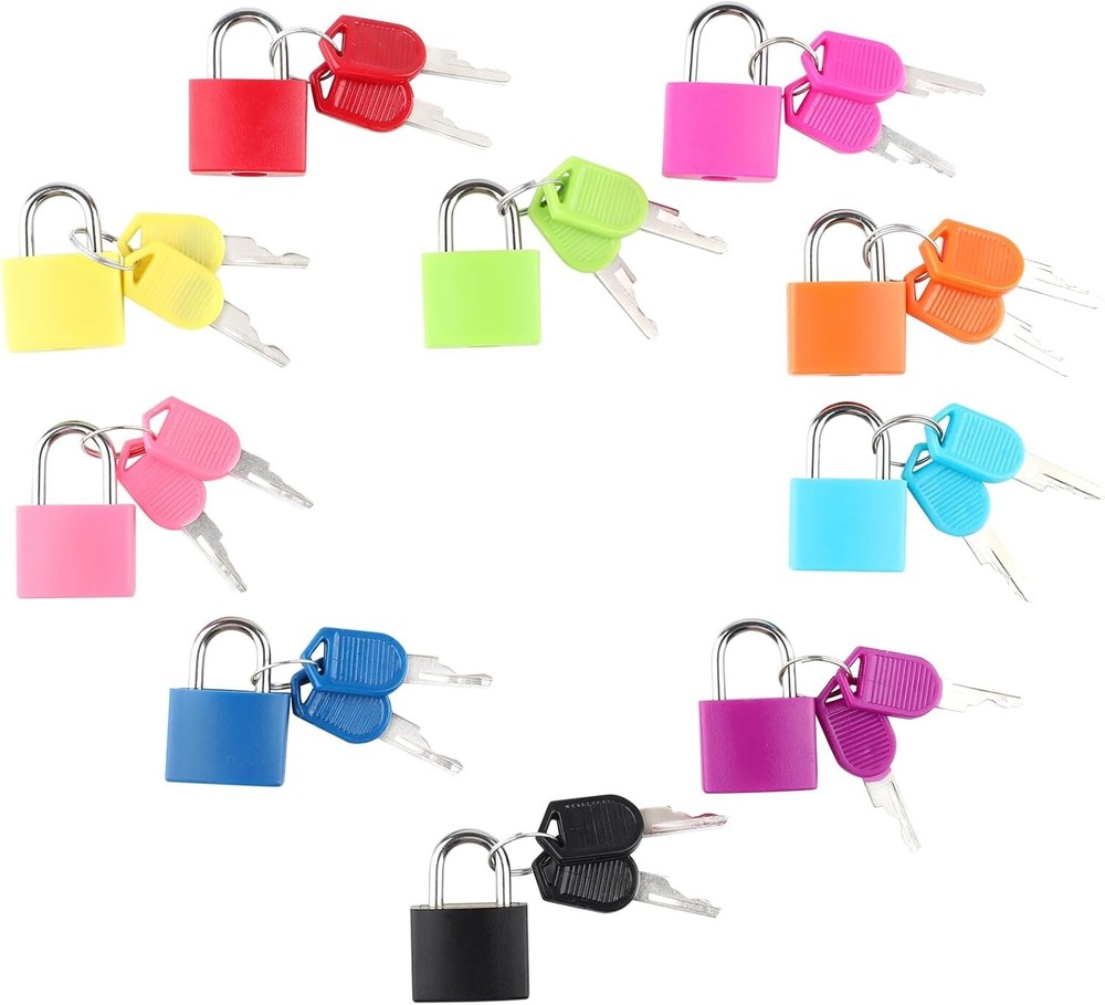 10Pcs Suitcase Locks with Keys,Small Luggage Padlocks,Multicolor Metal Padlocks3