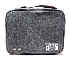 Maxell Tech Gear Organizer Travel Carry Case w/ Mesh Pockets for USBs Gray