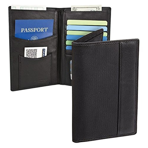 Travelon Passport Holder RFID Blocking Wallet Card ID Variable, Jet Black