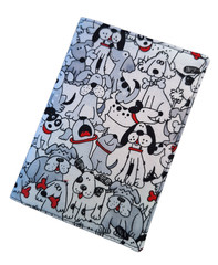 Cotton Fabric Black & White Dogs Small Notebook/Passport Cover