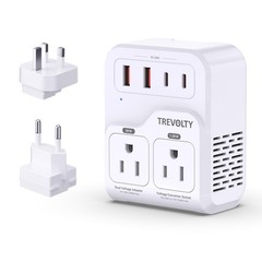 2000W Voltage Converter US to Europe for Hair Dryers, 7-in-1 220V White