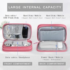 Waterproof Pink Electronic Organizer with 8 Compartments – Ideal for Travel