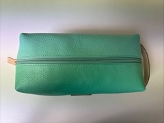 Moscardini~Firenze- Soft Green Leather Travel Toiletry Bag- NWT