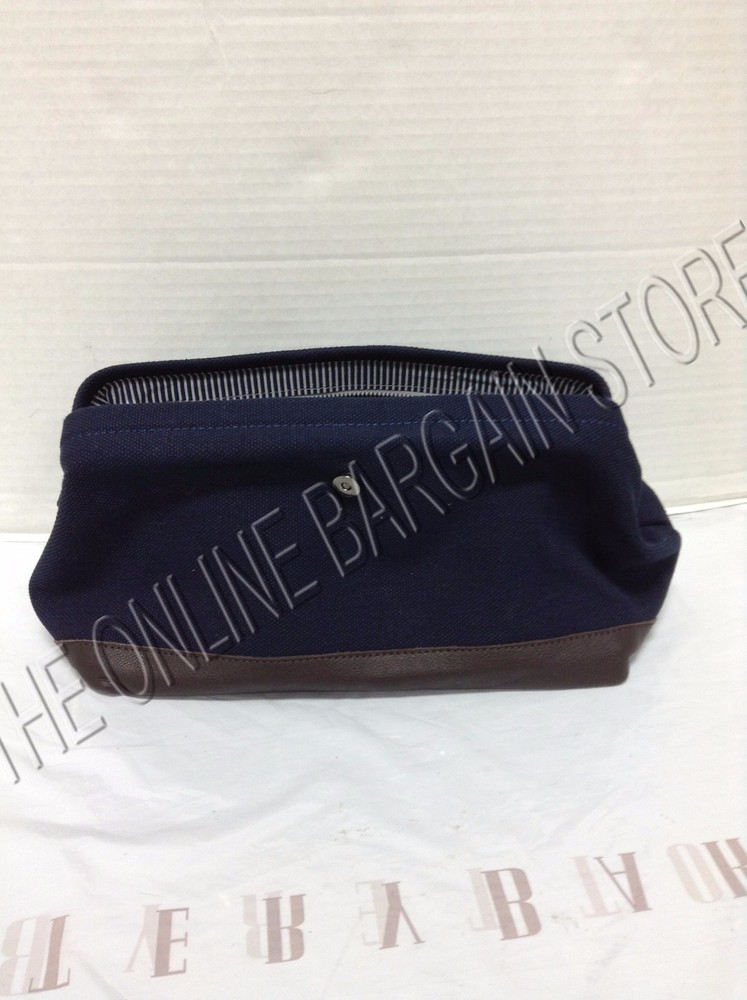 Mark Graham Pottery Barn MG Canvas Leather Supply Toiletry Case Bag Pouch Navy