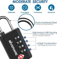 4 Pack TSA Approved Travel Luggage Locks 4-Digit, Open Alert Suitcase Combinatio