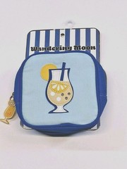 NWT Blue Lemon Drink Themed Square Zip Pouch by Wandering Moon-Summer Vacation