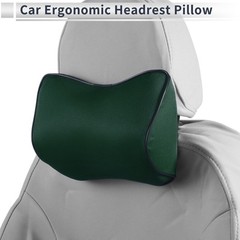 Car Headrest Pillow Polyester, Memory Foam Dark Green 2Pcs for Driving Travel