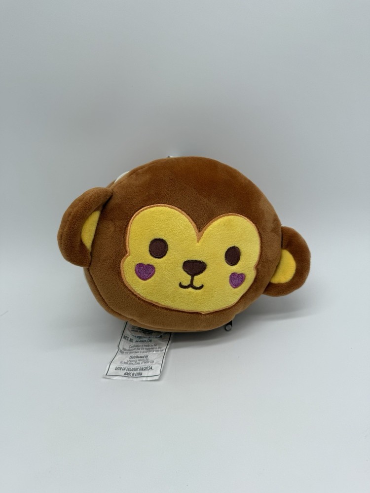 Monkey Relaxeazzz Round Plush 2 In 1 Travel Pillow Eye Mask Set For Kids Cute