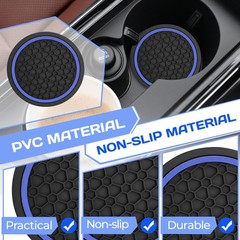 4PCS Car Cup Holder Diameter 2.75in, Thickness 0.2in, Black/Red