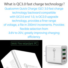 3 Port Quick Charge QC USB Hub Wall Charger Adapter For iPhone 14 13 12 11 Cable