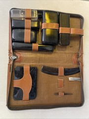 Vintage Top Grain Cowhide Leather Kit / Dopp Kit 1940’s 1950’s Incomplete