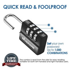 4 Pack Combination Lock, 3-Digit Padlock Keyless, Resettable Luggage Locks fo