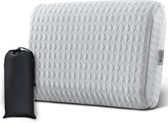 Travel Pillow Memory Foam Support Portable Compressible Camping Pillow Gray M