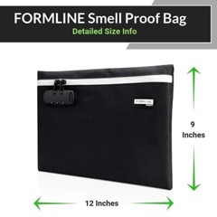 Odor Proof Proof Bag 12×9” with Combo Lock, Carbon Lined Stash Pouch Black