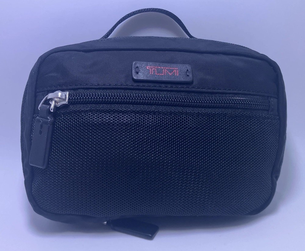 TUMI Small Travel Zippered Mini Pouch Bag Accessory Toiletry Makeup Black