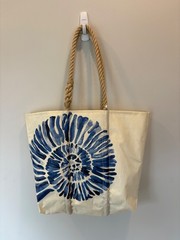 Sea Bags Blue Nautilus Medium Tote with hemp handles. Cell phone pocket