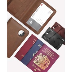 RFID Passport Holder AirTag Compatible Slim Travel Wallet PU Leather Case New