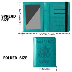 Blocking RFID Multi-function Passport Holder Card Slot Vaccine Card Leather Case