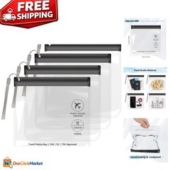 4Pcs Clear Leakproof Travel Bags with Triple Zip Seal – TSA Approved Essentials
