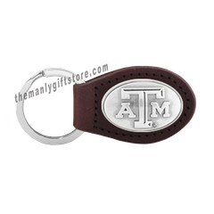 NCAA Texas A&M Aggies Zep-Pro Leather Concho Key Fob brown keychain