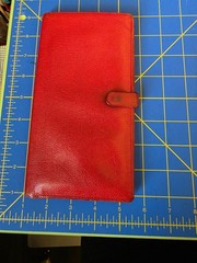 Vintage Ticket Book Wallet Red Leather Genuine Morocco West Germany Gold Letter