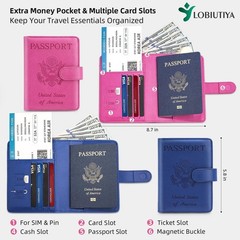 2 Pack Passport Holder For Travel with Luggage Tag Cover – RFID Blocking Pass…