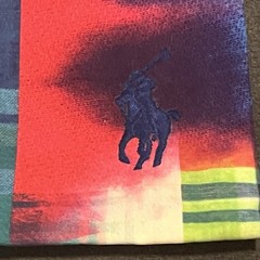 Polo Ralph Lauren Tie-Dye Patchwork Storage Pouch Blue Pony Zipper Cloth Travel