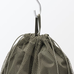 MUJI Polyester Mesh Drawstring Bag Double Type Khaki L Approx. 34 x 37 x 14 cm