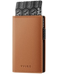 VULKIT Minimalist Card Holder Wallet Top Grain Leather-Brown