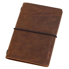 Pocket Travelers Notebook, Refillable Leather Travel Journal for Men & Brown