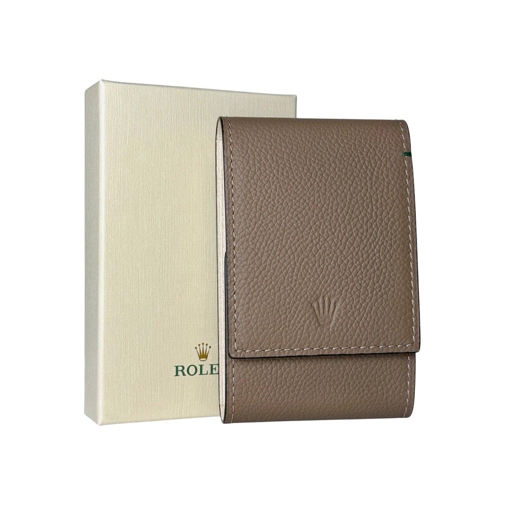 Authentic Rolex Soft Taupe Leather Watch Case Travel Pouch – Rare Color – New