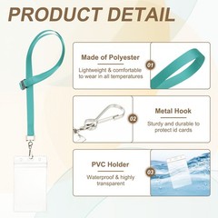 6Pack Lanyards for ID Badges, Lanyards for Keys, Mint Green