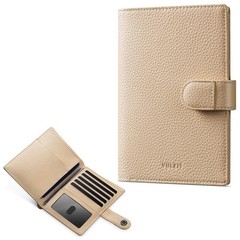 VULKIT Leather Passport Wallet for 2 Passports Slim Double Nude