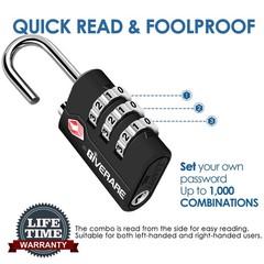 2 Pack TSA Approved Travel Luggage Locks, Suitcase Combination Lock, Black